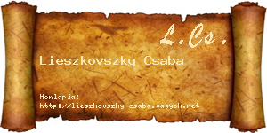 Lieszkovszky Csaba névjegykártya